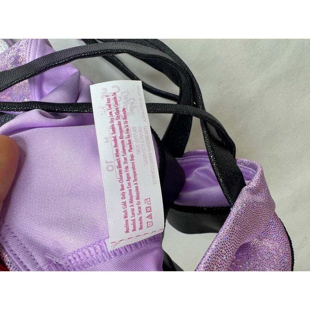 Justice Girls Iridescent Colorblock Sports Bra Purple Silver Dance Gym Size M 10